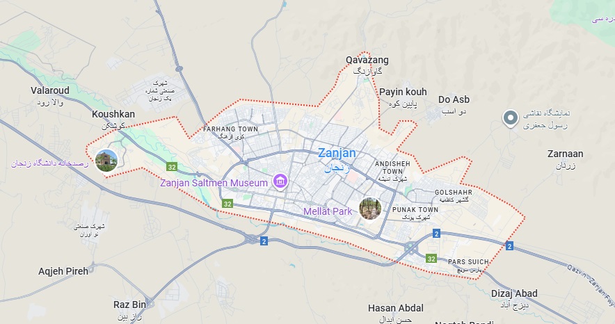 نقشه زنجان