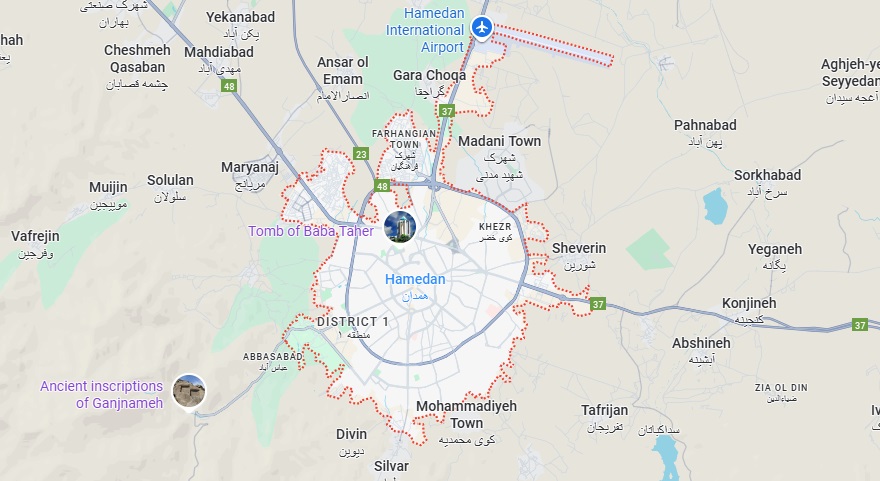 نقشه همدان