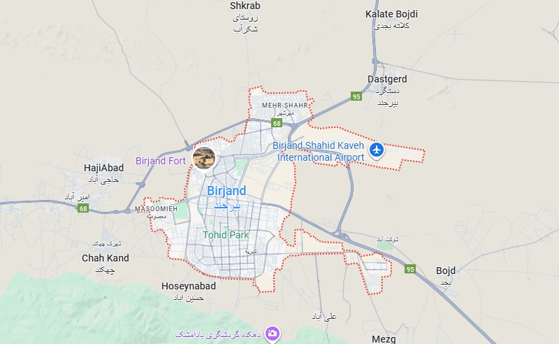 نقشه بیرجند