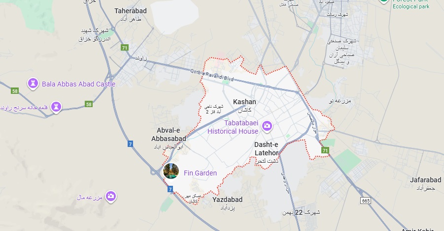 نقشه کاشان