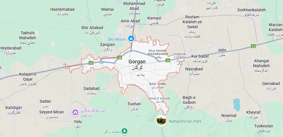 نقشه گرگان